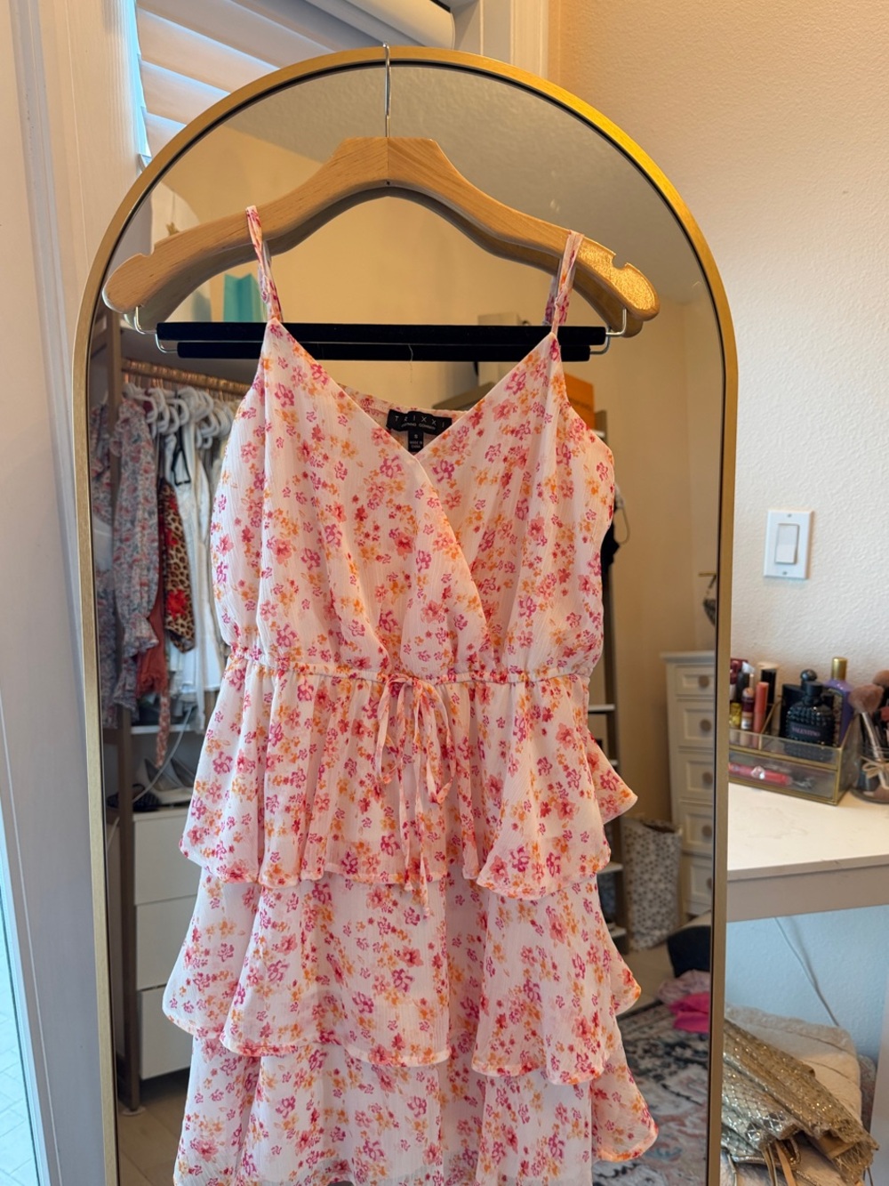 Tiered Pink Floral Ruffle Sundress